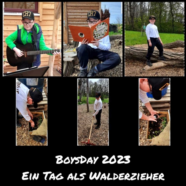 Fotocollage zum Boys'Day als Walderzieher