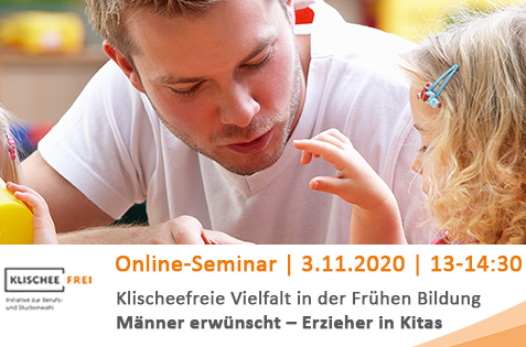 Banner zum Online-Seminar der Initiative Klischeefrei